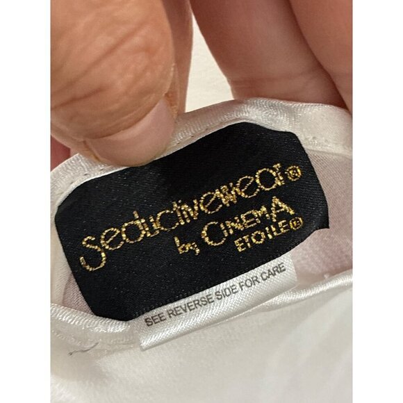 Vintage Sexy White Nightgown Seductivewear by Cinema Etoile Halter Top Low V-Nec - Picture 4 of 7